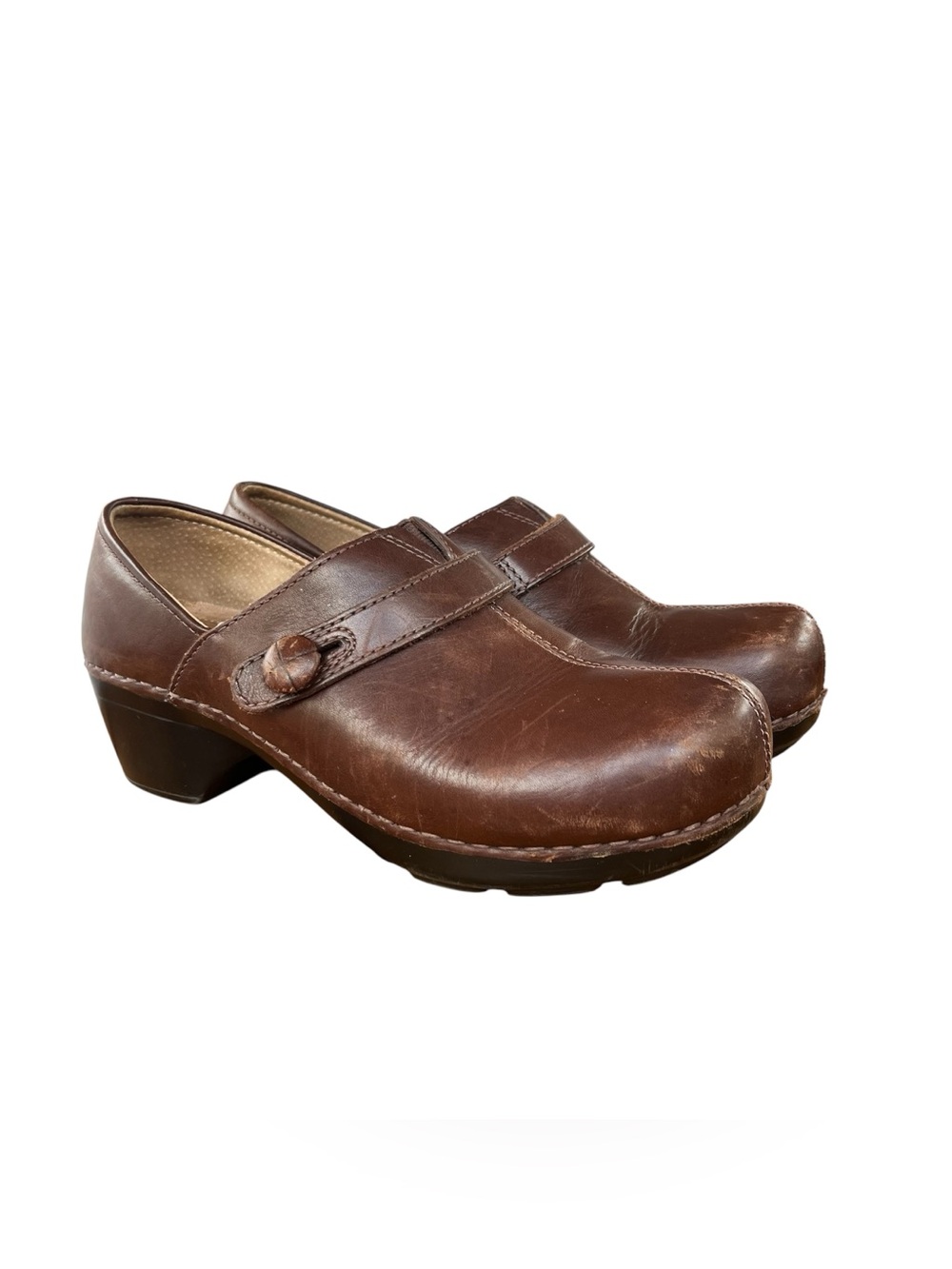 Dansko Solstice Brown Leather Slip On Clogs Size 39 US 8.5-9